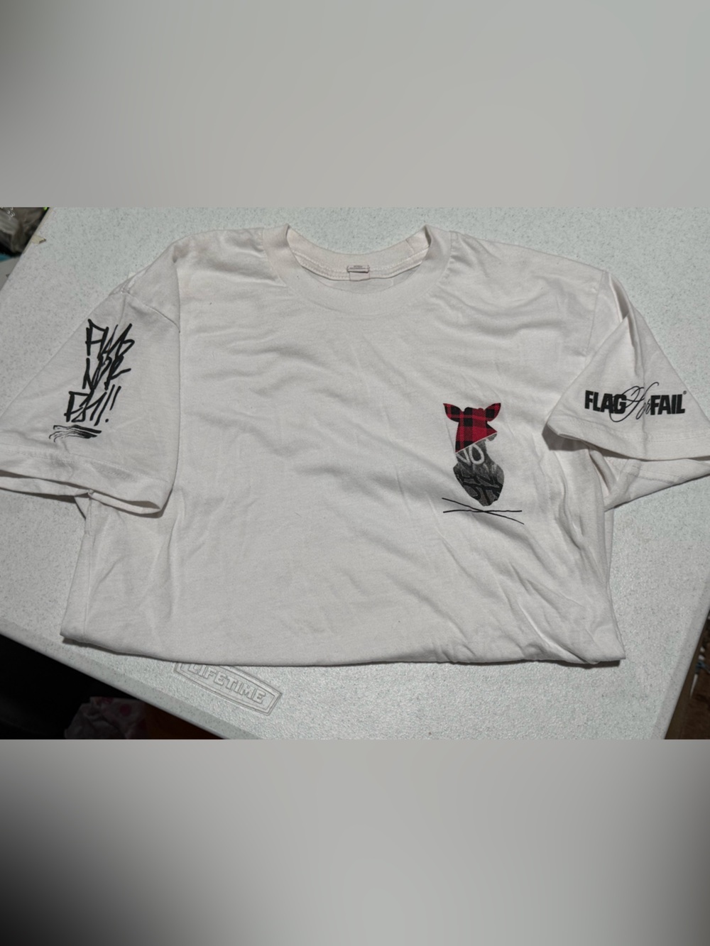 Flag nor Fail Flannel Goat Tee Size XS
